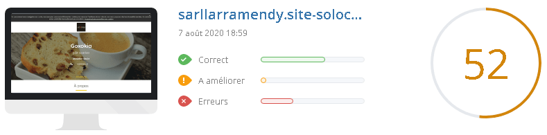 Score de qualité d'un site web fait avec Solocal