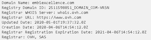 Nom de domaine EMBI Excellence Whois