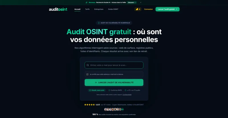 Page d'accueil de AuditOSINT
