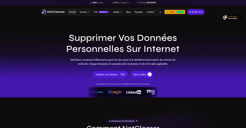 Page d'accueil de NetClearer