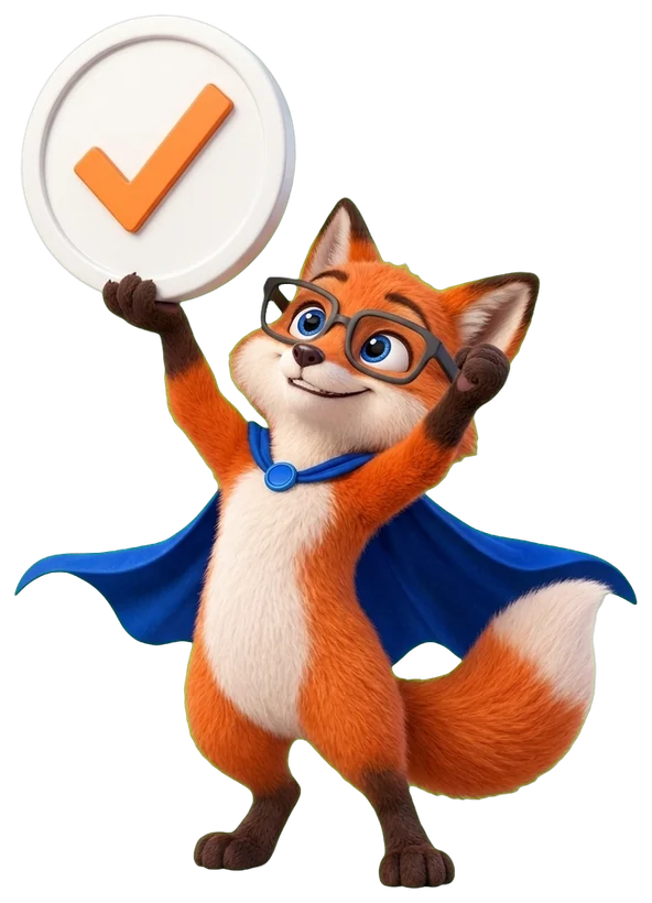Le renard tient un badge de site vérifié