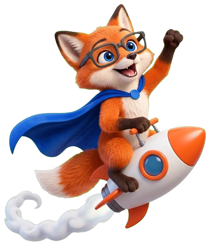 Le renard fête le lancement d'une fusée