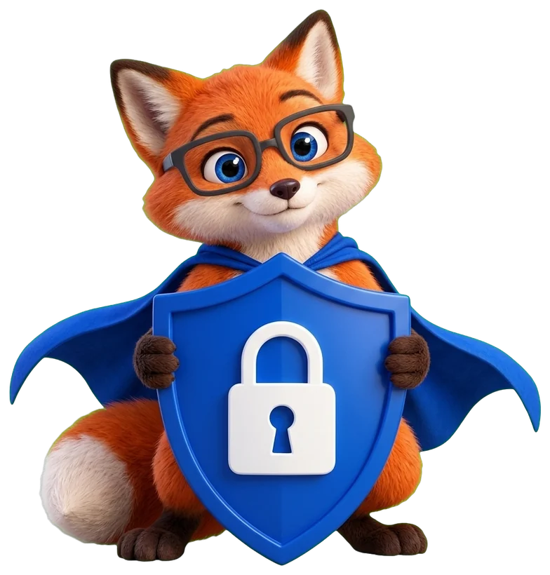 Le renard se protège derrière un bouclier